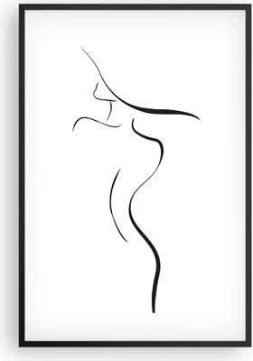 Produktbild von Gerahmtes Poster - Schwarzer Rahmen - Minimalismus Frau Hut - 61x91,5 cm - Wand Bild - Wanddeko - Wandbilder - Kunstposter - Wandposter - Bilderrahmen - Bilder - Kunstdruck - P2BPA61x91-4908