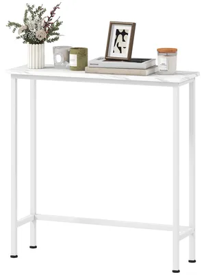 Image de Table console HOMCOM pour couloir avec patins réglables, dispositif anti-basculement, blanche