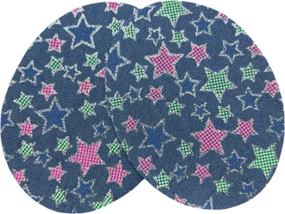 Produktbild von Knie-Ellbogen-Aufnäher-Set zum Aufbügeln, Denim-Sterne