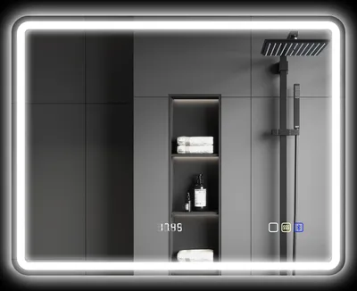 Obrázek produktu pro HOMCOM Koupelnové zrcadlo s osvětlením 70x90 cm LED zrcadlo Nástěnné zrcadlo s hudební funkcí Bluetooth Hodiny Dotykový spínač Paměťová funkce