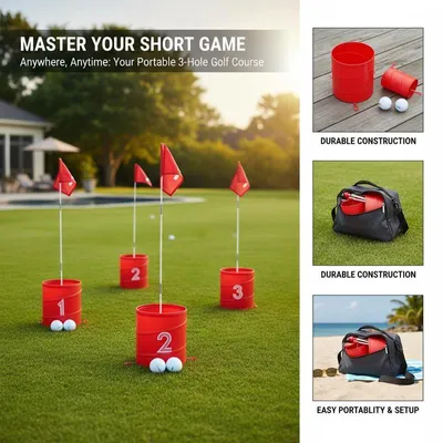 Obrázek produktu pro Golfová sada, 3 jamky, přenosná, pro venkovní použití, typ 1