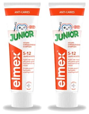 Zdjęcie produktu dla 2 sztuki pasty do zębów Elmex Junior - dla dzieci w wieku 5-12 lat - 75 ml - zestaw ekonomiczny