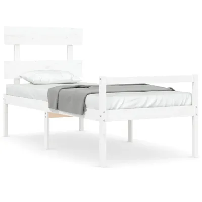 Produktbild von vidaXL Seniorenbett mit Kopfteil Weiß Massivholz