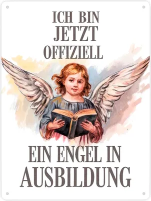 Produktbild von Engel in Ausbildung Metallschild XXL in 28x38 cm - Kind mit Engelsflügeln