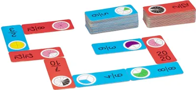 Produktbild von Domino Lernspiel zum Bruchrechnen, 60 Aufgabenkärtchen (10,7 x 4,2 cm), 2-4 Spieler