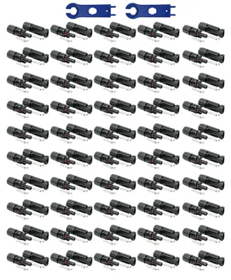 Produktbild von SOLARTRONICS 50 Paar Solarstecker , Männlich/Weiblich Solarpanel Kabelstecker, IP67 Wasserdicht, PV Stecker kompatibel mit MC4, Steckverbinder für 4mm² - 6mm² Solarkabel mit Solar-Spannschlüssel – 50-