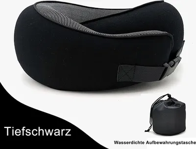 Produktbild von Nackenkissen Set, Reise-Nackenkissen, Kinnstützkissen, verstellbares Surround-Kissen zum Schlafen, Leuchtend gelbe Tiefschwarz