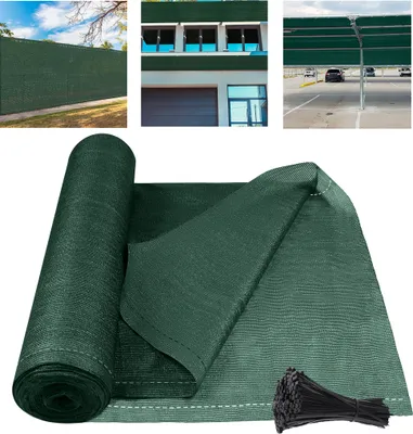 Produktbild von XMTECH 1,2x10m HDPE Zaunblende Tennisblende Sichtschutz Zaun Windschutz Netz Sonnenschutz Schattiernetz mit Kabelbinder, Dunkelgrün