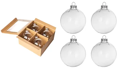Zdjęcie produktu dla Bombki SZKLANE choinkowe przezroczyste 10cm 4 szt