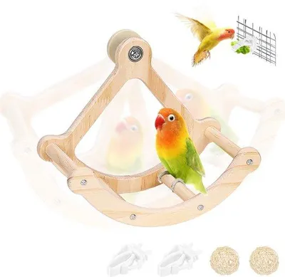 Produktbild von Naturholz Vogelspielzeug, Papegaienturm, Holzschaukelpiratenschip, Naturholz, Piratenschip, für Papegaie und Parkit
