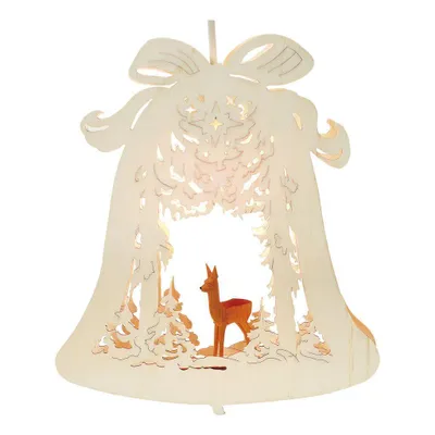 Produktbild von Fensterlicht "Glocke mit Reh"elektrisch beleuchtet,inkl. LED-Leuchtmittel BxHxT 24x28x4,5cm NEU