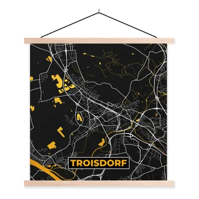 Produktbild von MuchoWow® Textilposter Gold - Deutschland - Karte - Troisdorf 120x120 cm mit holzfarbenen Rahmen - Textil-Poster