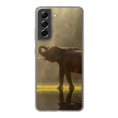 Produktbild von MuchoWow® Handyhülle Schutzhülle Hülle für Samsung Galaxy S21 FE Elefant - Wasser - Tiere - Natur Silikon Softcase Handy Hülle - Mobiltelefonhülle