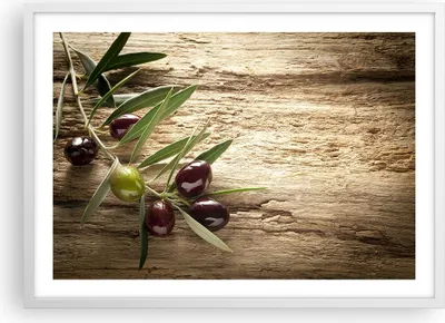 Produktbild von Gerahmtes Poster - Weißer Rahmen - Oliv italien aroma diät - 70x50 cm - Wand Bild - Wanddeko - Wandbilder - Kunstposter - Wandposter - Bilderrahmen - Bilder - Kunstdruck - Wandbild - P2WAA70x50-2420