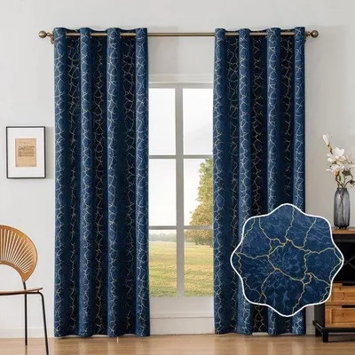 Produktbild von Marineblaue fluwelen Gardinen-Set