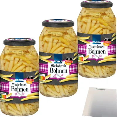 Produktbild von Wachsbrechbohnen gelb fein sortiert erntefrisch verarbeitet 3er Pack (3x530g Glas) + usy Block