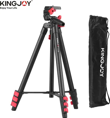 Zdjęcie produktu dla KINGJOY VT-832 Przenośny statyw fotograficzny ze stopu aluminium, nośność 2 kg, gwint 1/4 cala, maksymalna wysokość 131 cm, oś centralna, w zestawie torba transportowa, kolor czarny