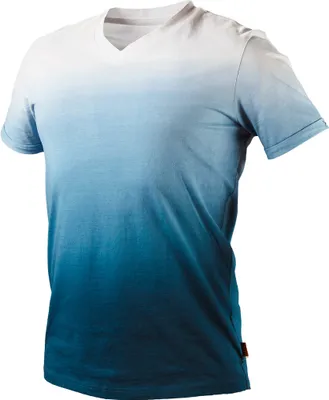 Produktbild von NEO TOOLS T-Shirt blau schattiertes Herren, Größe M, 100% Baumwolle, 180 g/m2, Marineblau bis weiß, gekrempelte Ärmel, Flacher Ausschnitt