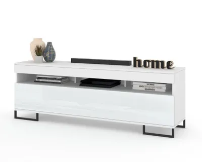 Produktbild von Modern TV-Lowboard Fernsehschrank PLAY STEHEND Weiß Matt/Weiß Hochglanz 140cm