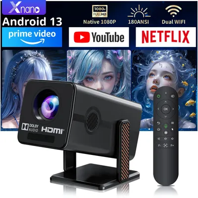 Produktbild von Projektor, Android 13, Full HD 1080P, 230 ANSI, WiFi, BT5.2 Mini-Beamer (230 lm, 1000:1, 1920 x 1080 px, Autofokus)