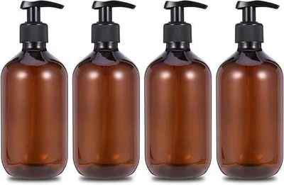 Produktbild von Famanu Seifenspender 500 ml mit schwarzem Pumpkopf - Set von 4