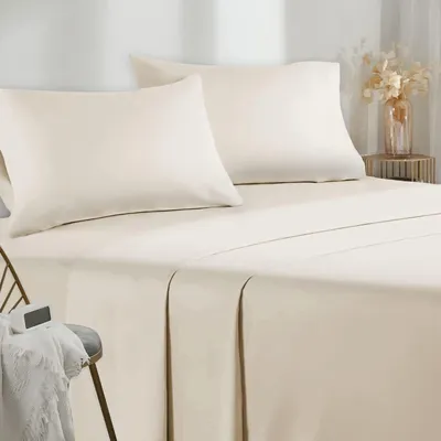 Productafbeelding van Lakenset 180x280 cm - 3-delig Microvezel - Beige