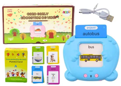 Produktbild von Tablet für Lernkarten zum Lernen von Polnisch und Englisch mit 224 Wörtern in Blau