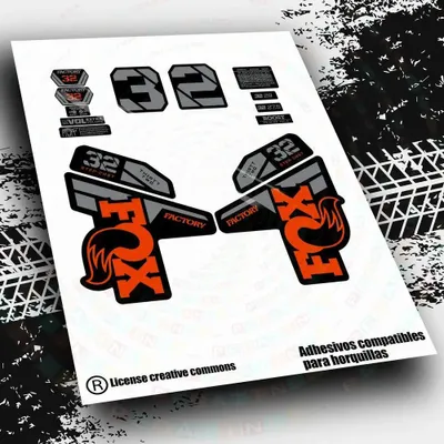 Image de Autocollant, compatible avec les fourches de vélo, en vinyle résistant, rouge orangé