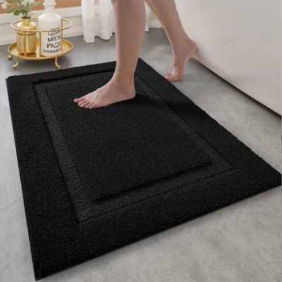 Obrázek produktu pro Protiskuzná koupelnová rohož z mikrovlákna, měkká a savá, černá, 50 x 80 cm
