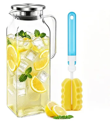 Obrázok produktu pre Sklenená karafa s objemom 2 litre, vrátane veka, vhodná na studené aj teplé nápoje