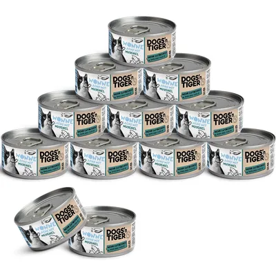 Produktbild von Dogs’n Tiger Adult, Premium Katzenfutter, Wonne, Nassfutter, Getreidefrei, Lachs & Muscheln, 12x 70g
