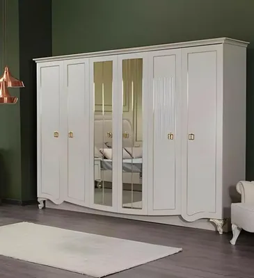 Produktbild von Schlafzimmer Garnitur Doppelbett Nachttische Schränke Stoff 5tlg Weiß