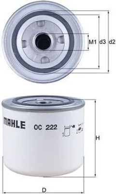 Produktbild von Ölfilter MAHLE OC 222 Anschraubfilter für VOLVO 480 E (482) für ALFA ROMEO 156 (932) für LANCIA LYBRA SW (839BX)