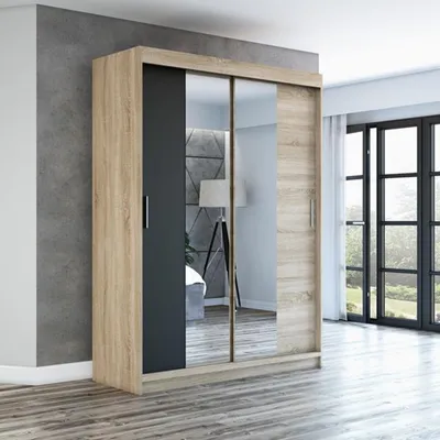 Produktbild von Schwebetürenschrank, 2-türig Schrank 160 cm mit Spiegel NEO