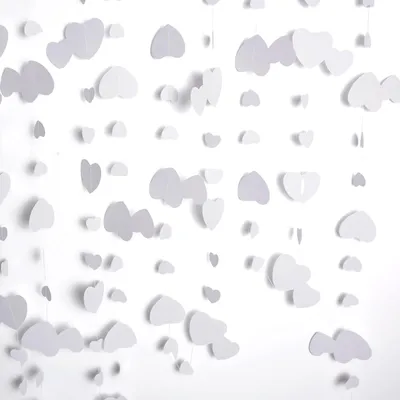 Produktbild von 4 Stück 4m Hängenden Papier Girlande Weiß Deko, 16 CM Weiße Herz Girlande Deko,Weiße Herzgirlande, Weißes Herz-Girlande,für Hochzeit, Geburtstag, Brautparty Deko