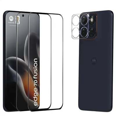 Obrázok produktu pre 2-balenie Motorola Edge 70 Fusion Ochranné sklo na displej & 1-balenie ochrana objektívu - Tvrdené sklo 9H - Super kvalita 3D