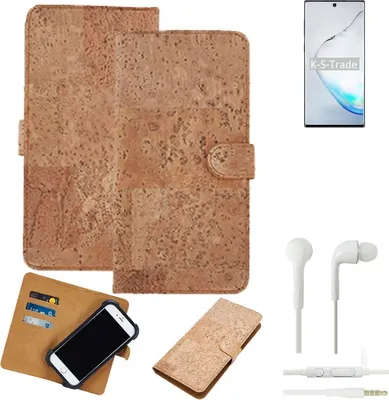 Produktbild von K-S-Trade Hülle kompatibel mit Samsung Galaxy Note10 5G SD855 + in ear Kopfhörer Kork Handyhülle Cover  Schutzhülle TPU Case Bumper in Hellbraun,
