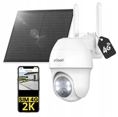 Obrázek produktu pro ieGeek Venkovní otočná kamera 4G LTE 2K se solárním panelem