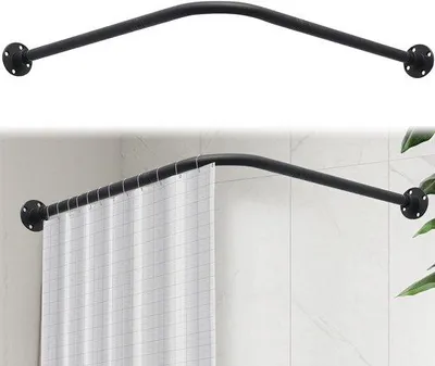 Productafbeelding van Douchegordijnstang L-vorm 68-98 cm - verstelbare douchestang 304 roestvrij staal - 16 kg draagvermogen
