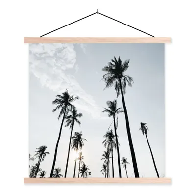 Produktbild von MuchoWow® Textilposter Palmen - Sommer - Tropisch 60x60 cm mit holzfarbenen Rahmen - Wanddekoration