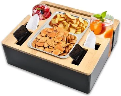 Produktbild von Schwarzes Holz-FrühstücksTablett 36x31x11cm