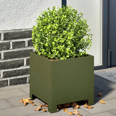 Produktbild von "2026 Aktion"Pflanztopf/Blumenkübel Moderne - Pflanzkübel - Blumentopf Olivgrün 30x30x30 Stahl Promotion791316 - Beete