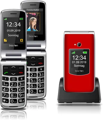 Produktbild von Beafon SL595, Klappgehäuse, Single SIM, 6,1 cm (2.4"), 1,3 MP, 800 mAh, Rot, Silber
