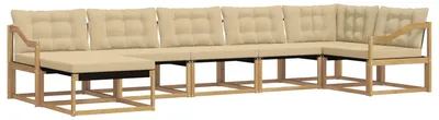 Productafbeelding van vidaXL Tuinset met 7 zitplaatsen, wit en beige, massief acaciahout