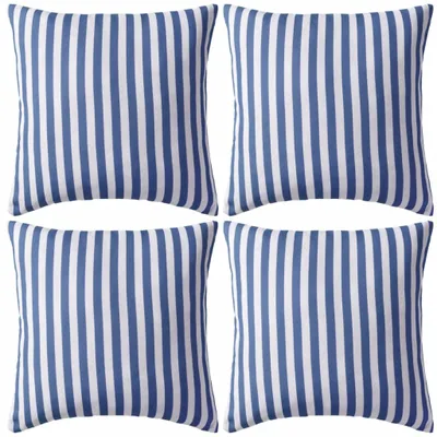Image de Vidaxl Outdoor -Kissen 45x45 cm gestreiftes Marineblau 4 PCs