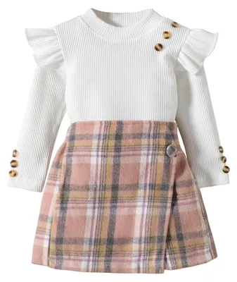 Immagine prodotto di Set di abbigliamento per bambina, composto da una maglia a maniche lunghe e una gonna in tessuto tweed