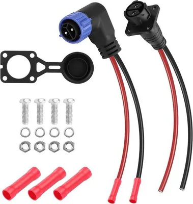 Immagine prodotto di Set di connettori marini a 90 gradi, 2 poli, 8 AWG, 50 A - Connettore rapido impermeabile per motore elettrico da traina 12 V/24 V/36 V/48 V - Connettori maschio e femmina per motore elettrico da traina