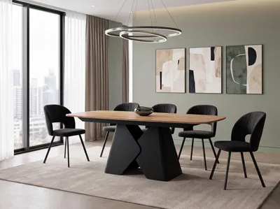Produktbild von Rechteckiger Esstisch Ausziehbar – Verlängerbar bis 290 cm – 200 x 90 cm XXL Esszimmertisch mit Schwarzem Metallgestell – für 10-14 Personen – Eiche Braun