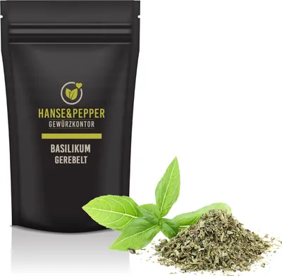 Produktbild von 250g Basilikum gerebelt feinstes Aroma Kräuter Gourmet schonend getrocknet in Spitzenqualität - Gourmet Serie