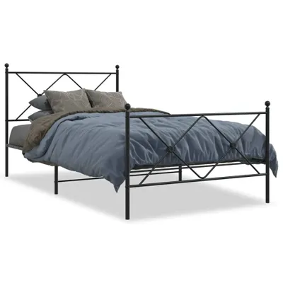 Zdjęcie produktu dla vidaXL Rama łóżka z wezgłowiem i podnóżkiem metalowa czarna 100x200 cm